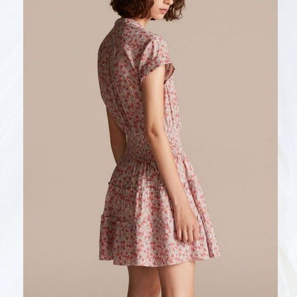 Rebecca Taylor Short Sleeve Eva Smocked Floral Mini Dress - Picture 3 of 14